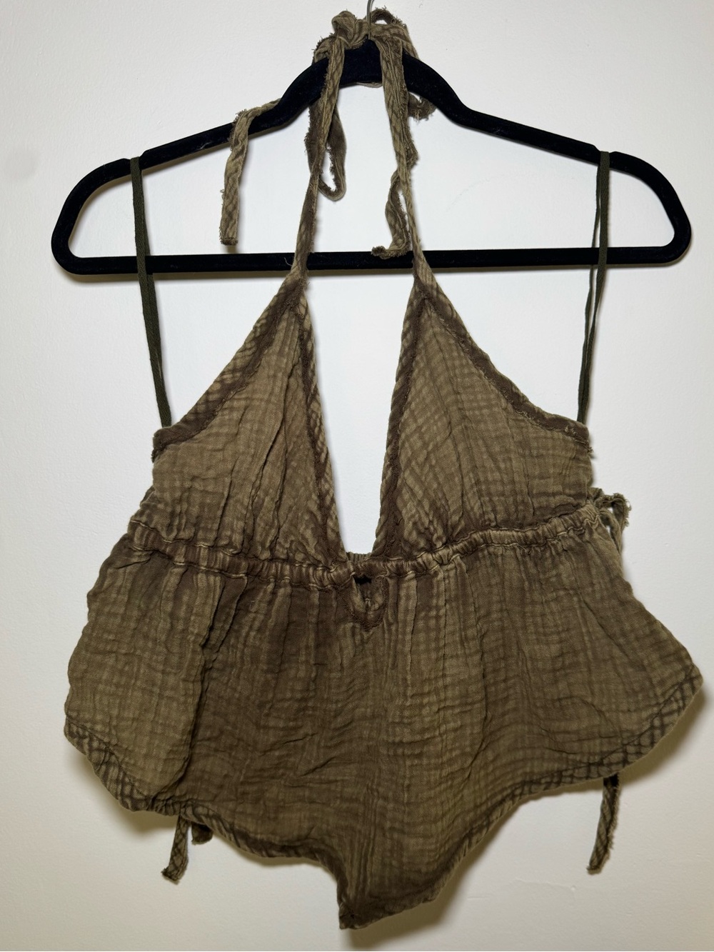Out From Under Olive Green Halter Top Medium